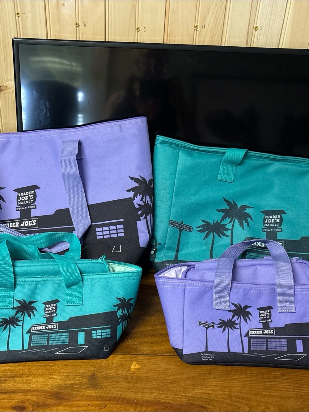 Trader Joe's Reusable Tote & Lunch Bags - Teal & Lavender
